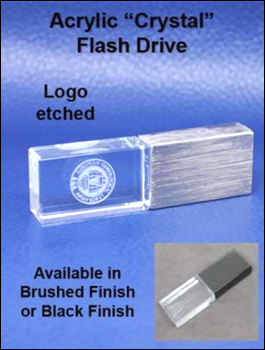 Crystal Acrylic Flash Drive with Brushed Silver Finish